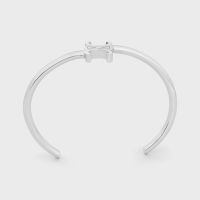 Celine Triomphe Asymmetric Cuff Bracelet in Brass Silver