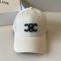 Celine Triomphe Baseball Cap in Cotton with Ventilation Eyelets Beige