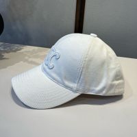 Celine Triomphe Baseball Cap in Corduroy White