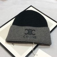 Celine Triomphe Beanie in Seamless Cashmere Grey/Black