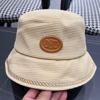 Celine Triomphe Bucket Hat in Waffle Cotton Beige