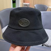 Celine Triomphe Bucket Hat in Waffle Cotton Black