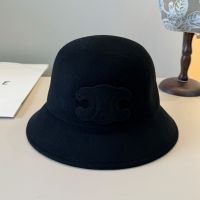 Celine Triomphe Bucket Hat in Wool Black