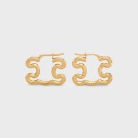 Celine Triomphe Frame Large Earrings in Brass Gold