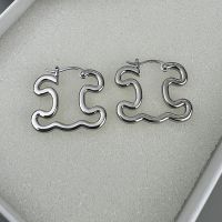 Celine Triomphe Frame Large Earrings in Brass Silver