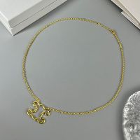 Celine Triomphe Frame Large Necklace in Brass Gold