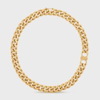 Celine Triomphe Gourmette Necklace in Brass with Gold Finish Gold