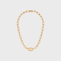 Celine Triomphe Link Necklace in Brass with Gold Finish Gold