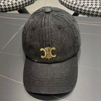 Celine Triomphe Patch Baseball Cap in Denim Black