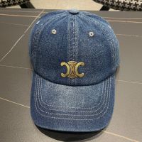 Celine Triomphe Patch Baseball Cap in Denim Blue