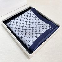 Celine Triomphe Signature Print Silk Scarf 90 Blue
