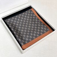 Celine Triomphe Signature Print Silk Scarf 90 Brown
