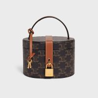 Celine Vanity Case in Triomphe Canvas and Calfskin Brown